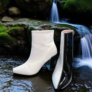 Day-Vine "Vampy" Two-Tone Patent Leather Ankle Boots